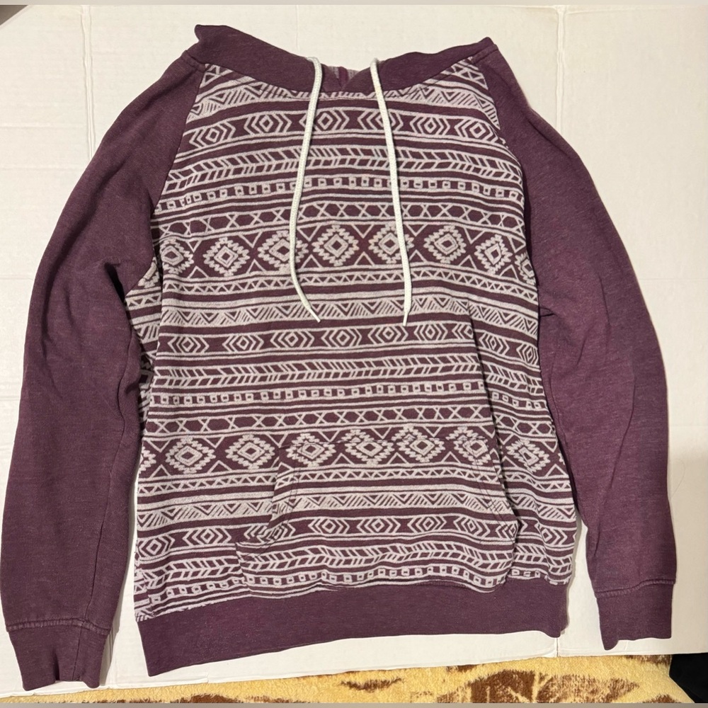 Empire Purple & White Aztec Print Long Sleeve Hoodie
